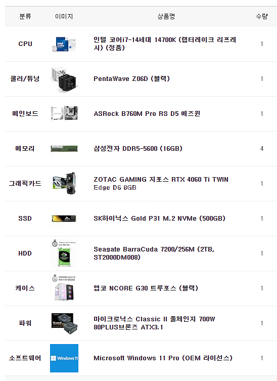 게이밍/글픽작업 pc i7-14700k/4060ti/b--1