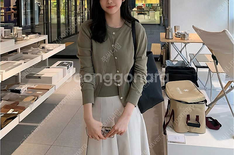 유에르 올리브가디건셋업--0