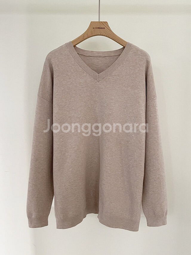 르꼬르망.세상부들한 브이넥 니트&바지--3