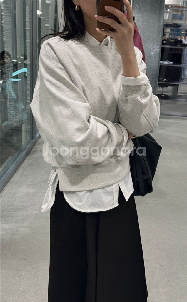 엘로주 라운드슬릿 스웻셔츠 멜란지그레이 완전새상품--2