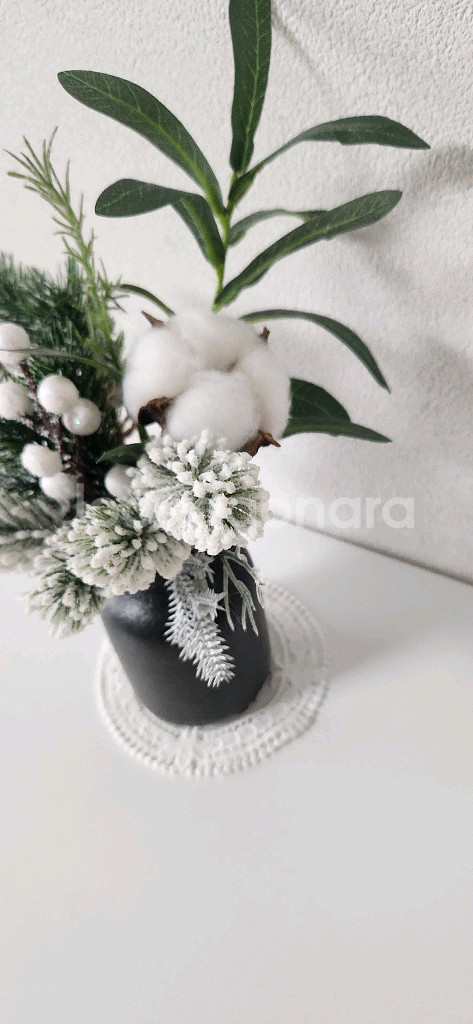 새상품)눈꽃 조화 화병포함--2