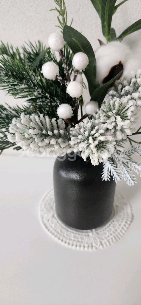 새상품)눈꽃 조화 화병포함--4