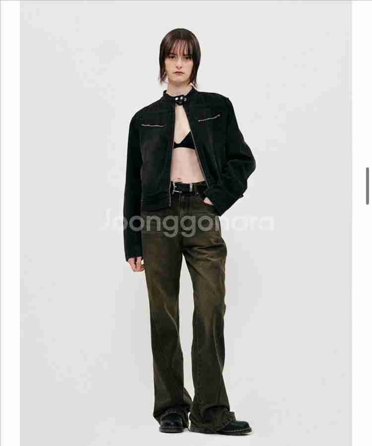 밀로우먼 워시드 데님 라이더자켓--0