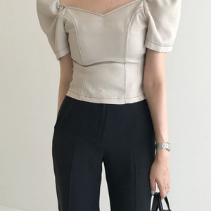 스티치 퍼프 탑 블라우스 오브제스트