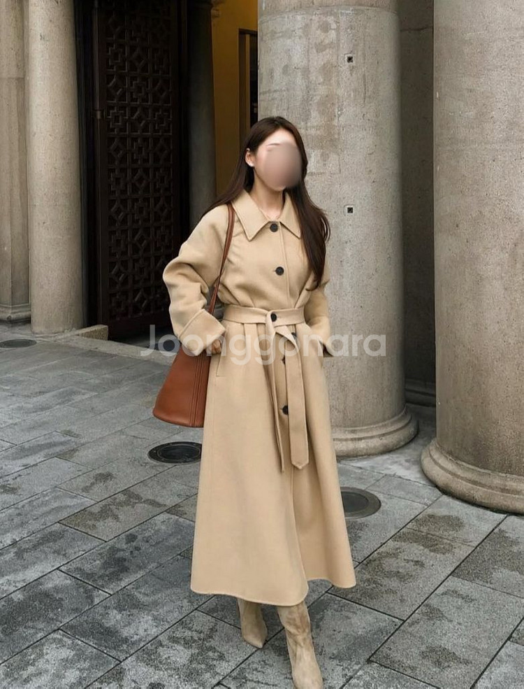 루흐 a17h 카멜베이지 벨티드 캐시미어 코트--1