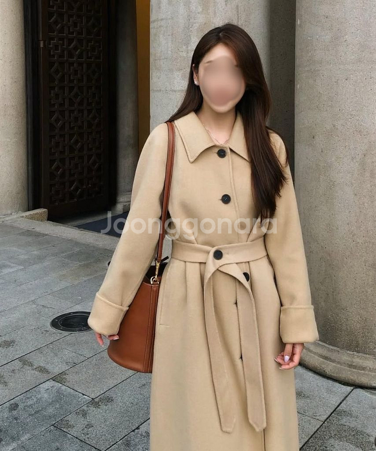 루흐 a17h 카멜베이지 벨티드 캐시미어 코트--0
