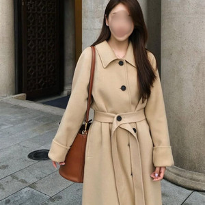 루흐 a17h 카멜베이지 벨티드 캐시미어 코트