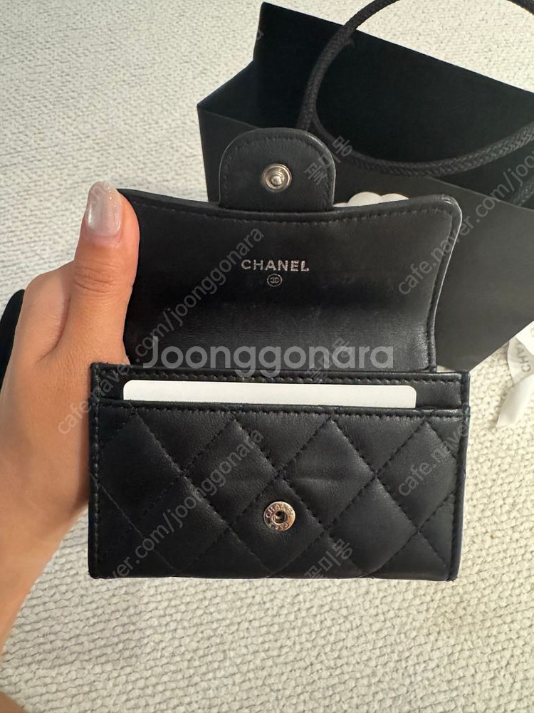 샤넬 카드지갑 똑딱이 은장--1