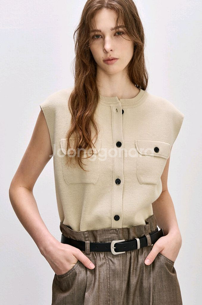 시스템 신상 플랩 포켓 니트 베스트 조끼--0