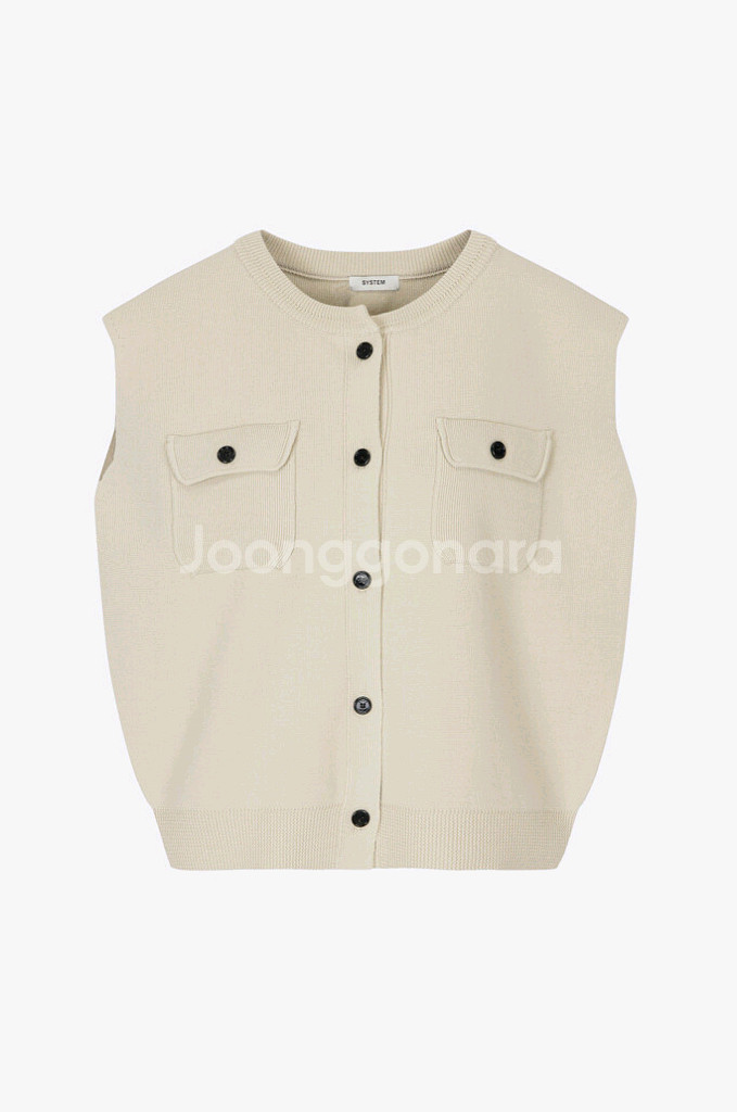 시스템 신상 플랩 포켓 니트 베스트 조끼--1