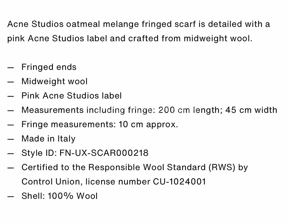 새제품) 아크네 스튜디오 오트밀 멜란지 울 머플러--3