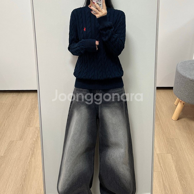폴로 랄프로렌 신형 케이블 코튼 스웨터 네이비 니트--0