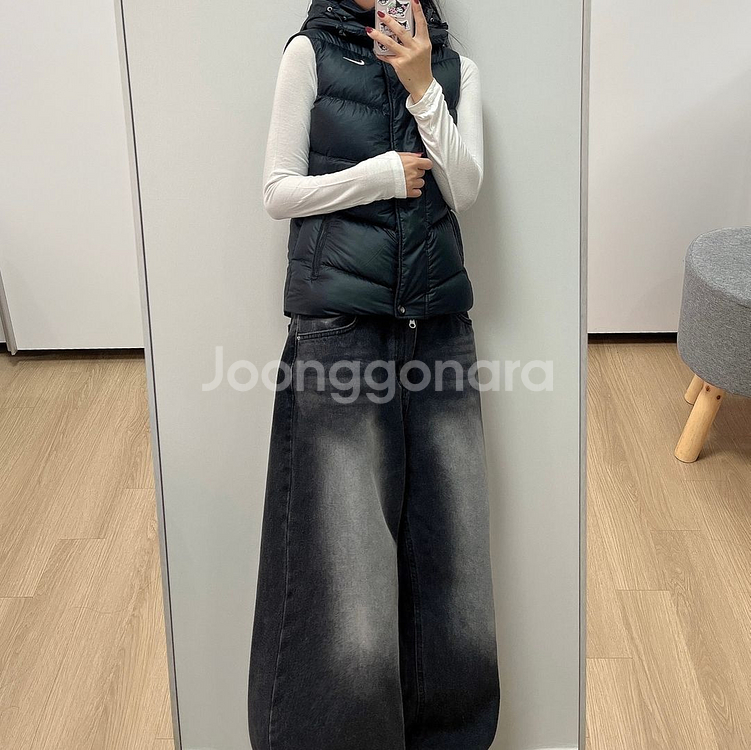 나이키 스우시 오리털 덕다운 블랙 패딩 조끼--0