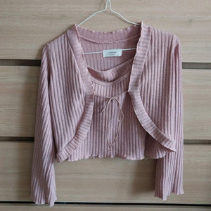 핑크 나시 가디건 세트