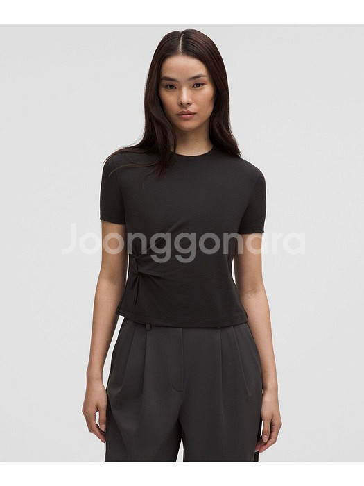 룰루레몬 사이드 트위스트 숏슬리브 셔츠 블랙--0
