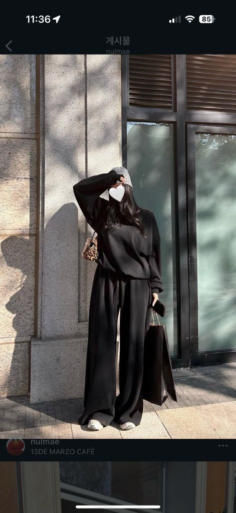 엔뉴엘 핫밍크 브이넥 맨투맨 세트 이미지