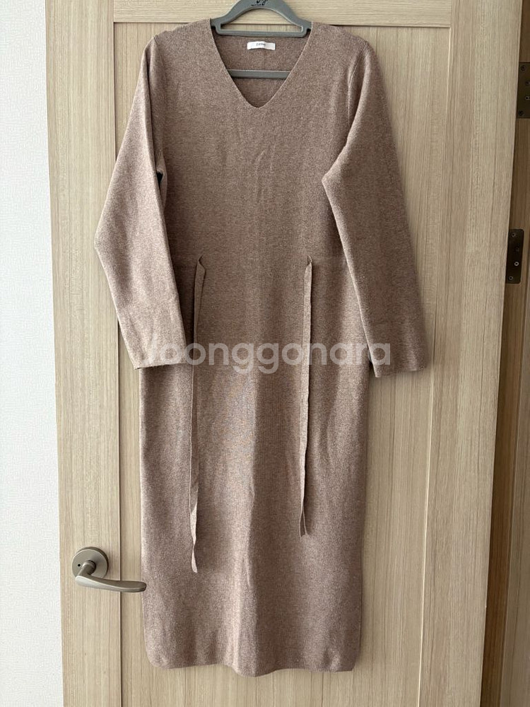 베이지 니트 원피스, 프리사이즈--0