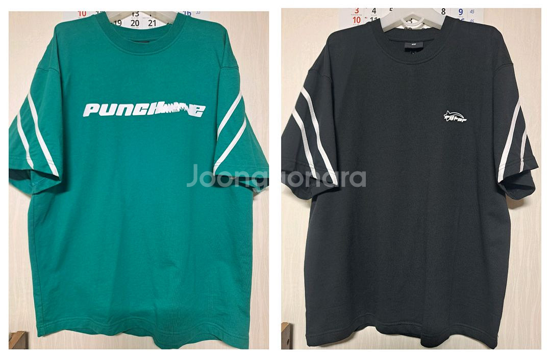 100-105)H&M 라인 반팔 티셔츠--0