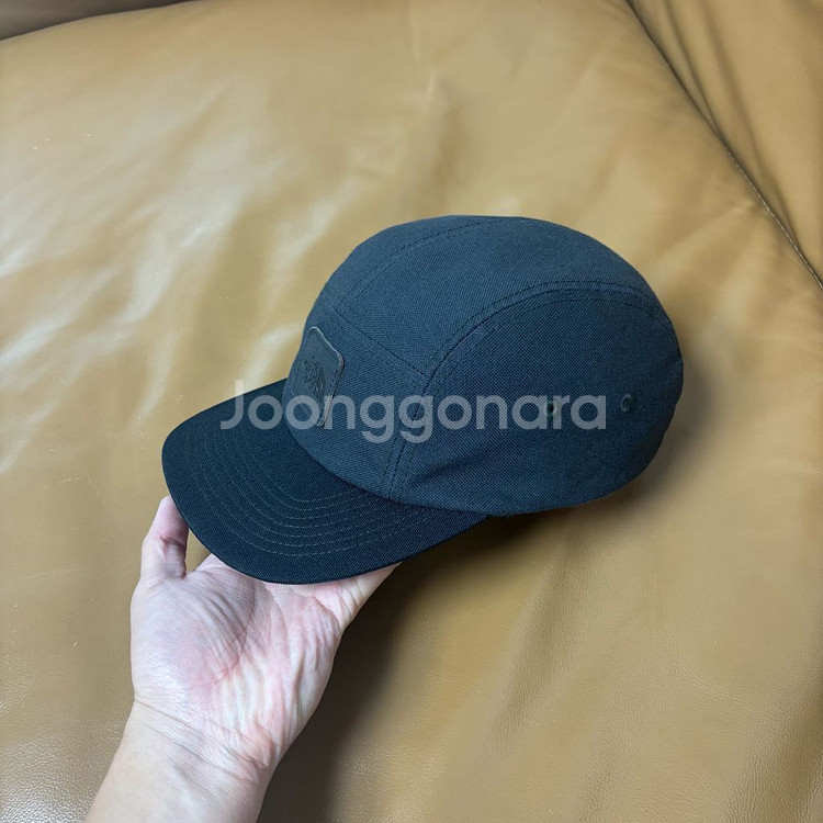 나나미카 노스페이스 퍼플라벨 레더 로고 블랙 캠프캡--3