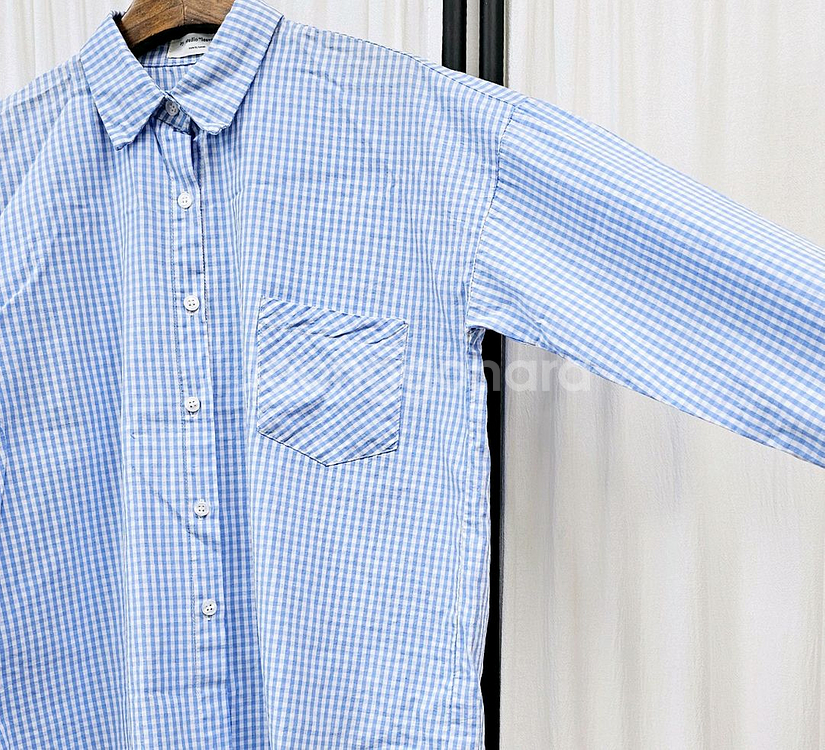 루즈핏 체크셔츠 여성 봄.가을 셔츠--4