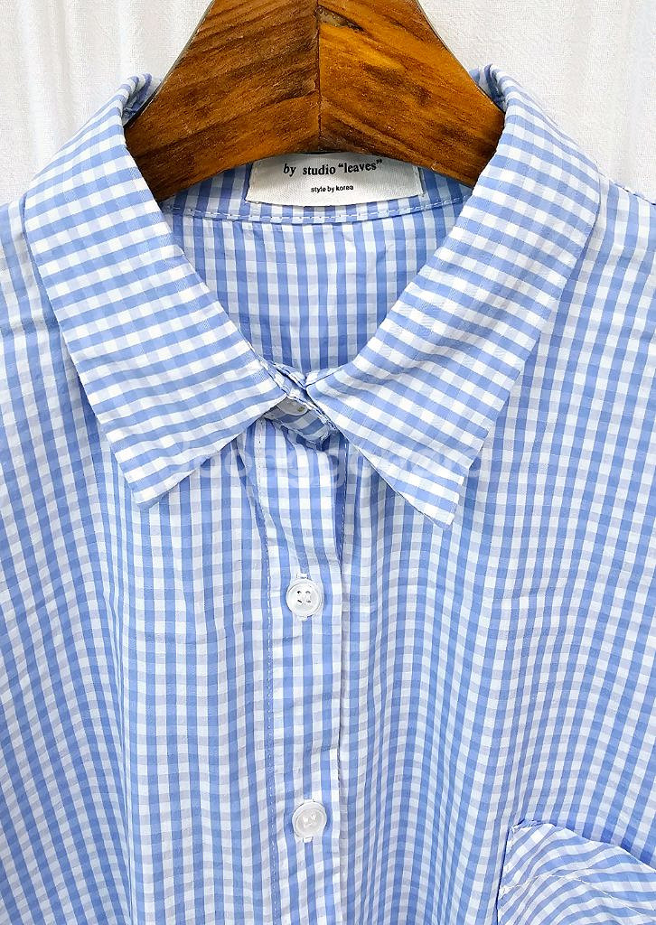 루즈핏 체크셔츠 여성 봄.가을 셔츠--1