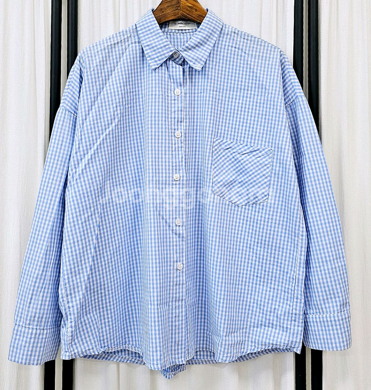 루즈핏 체크셔츠 여성 봄.가을 셔츠--0