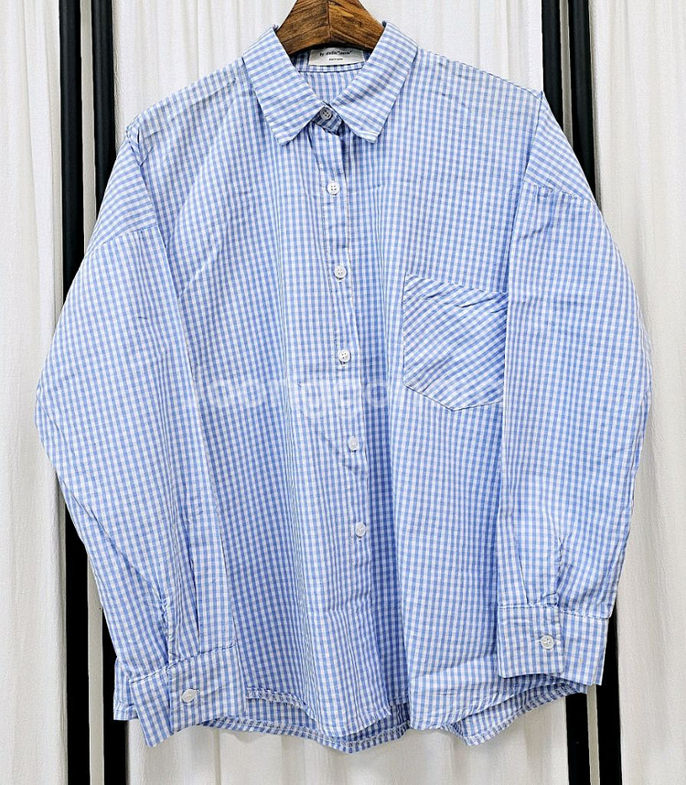 루즈핏 체크셔츠 여성 봄.가을 셔츠--5