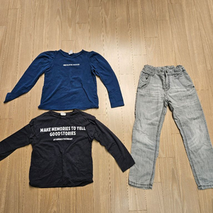 자라 티셔츠 + 베네통 바지 세트 120~130