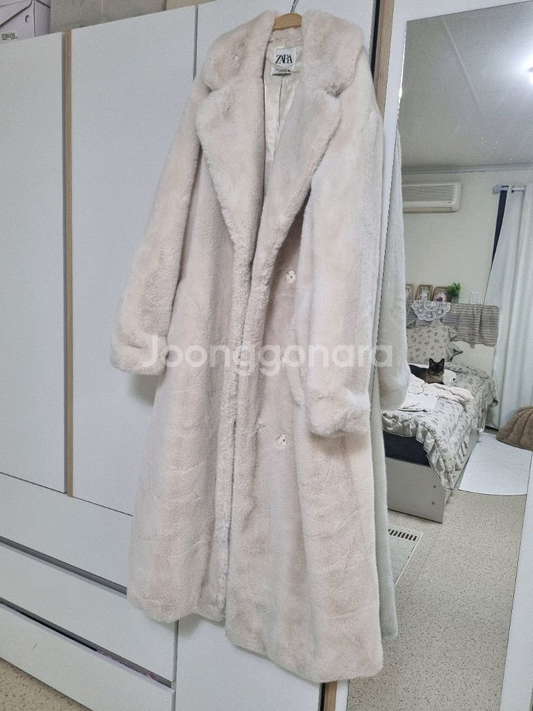 자라 퍼 롱코트 아이보리--8