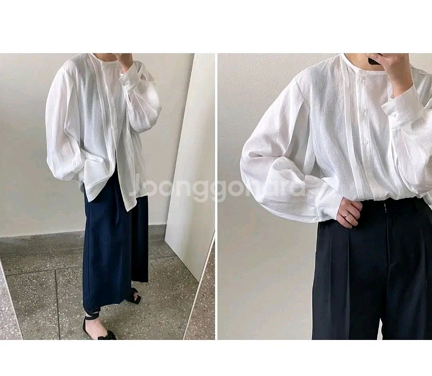 플리츠 노카라 블라우스 - 블랙,프리--5