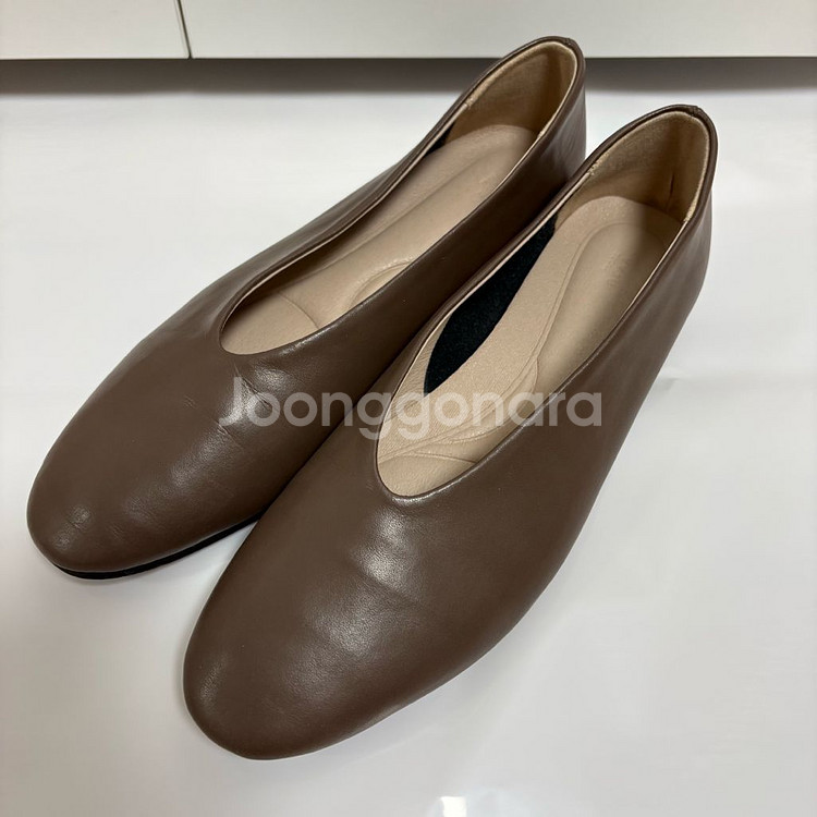 브슈 천연 소가죽 말랑한 쿠션 플랫 슈즈--0