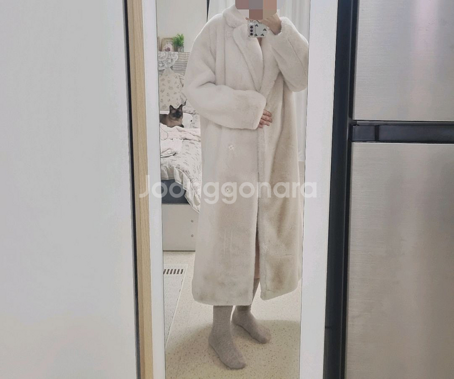 자라 퍼 롱코트 아이보리--2