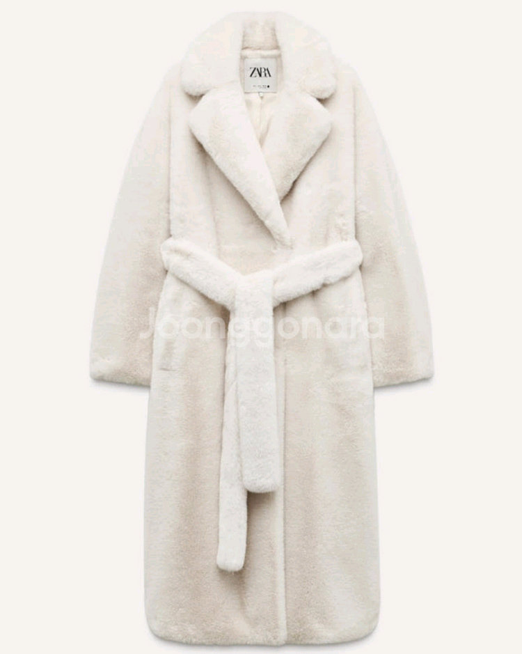 자라 퍼 롱코트 아이보리--0