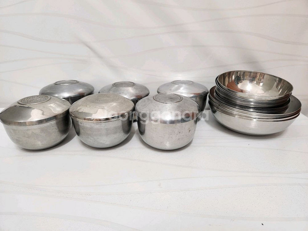 옛날 스텐레스 밥그릇 대접 국그릇일괄--0