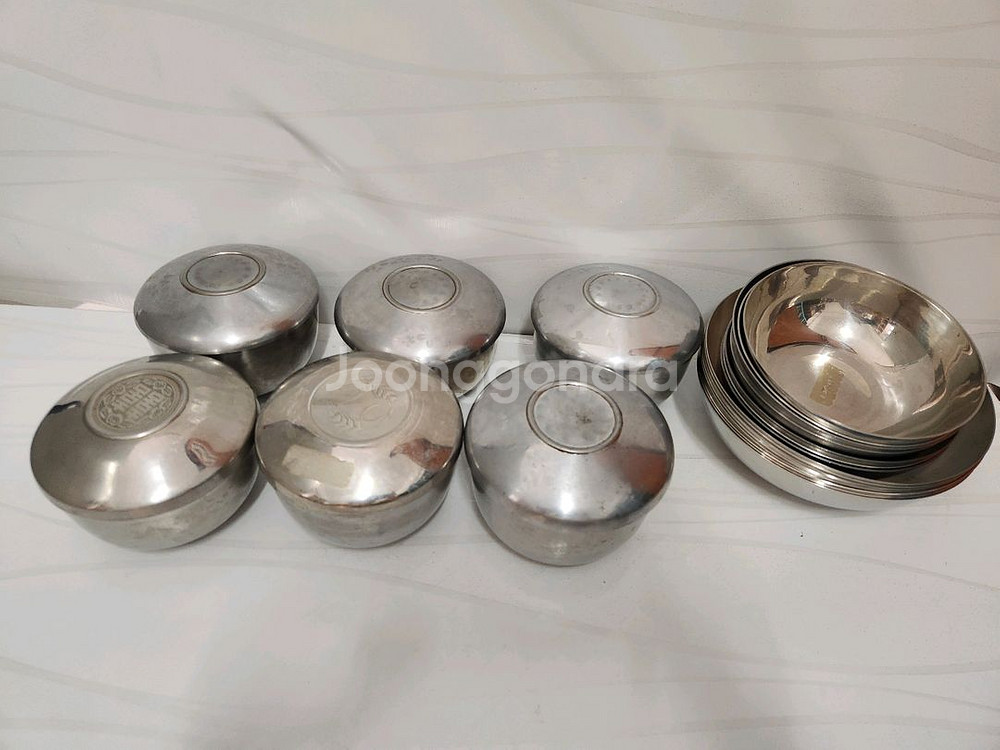 옛날 스텐레스 밥그릇 대접 국그릇일괄--1