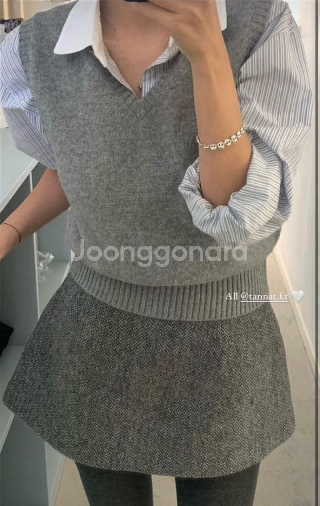타낫 셀린 미니스커트 그레이 M--2