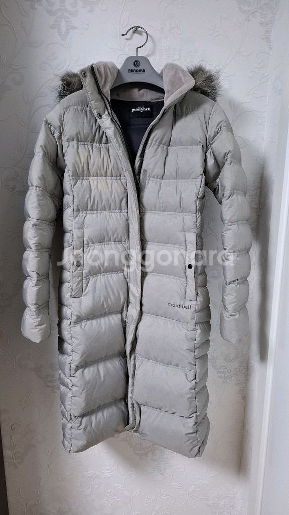 몽벨 구스다운 롱패딩 90 천연 실버폭스퍼--0
