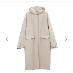 PVCS 핸드메이드 하이넥 후드 롱 코트