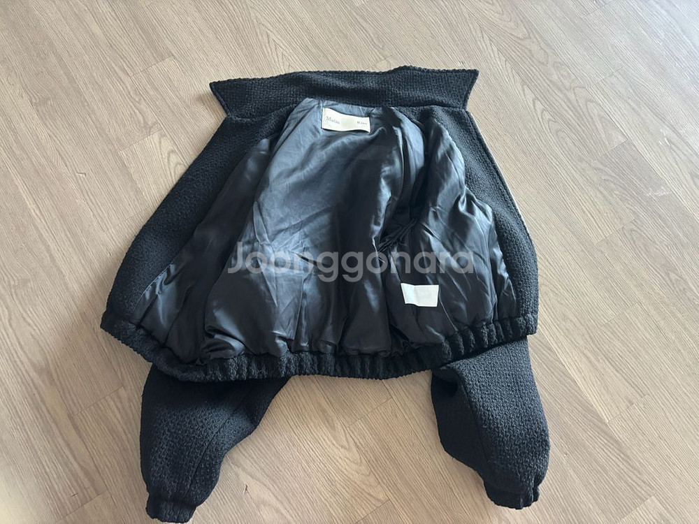 상태최상 마땡킴 트위드 울 봄버패딩자켓 프리블랙 마틴킴--4