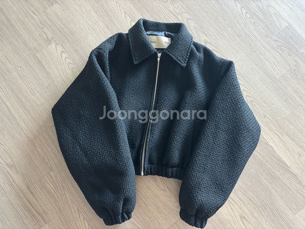 상태최상 마땡킴 트위드 울 봄버패딩자켓 프리블랙 마틴킴--1