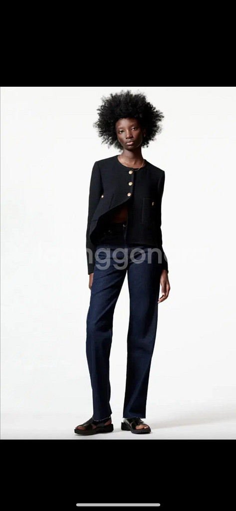 자라 메탈릭 버튼 트위드 자켓--0