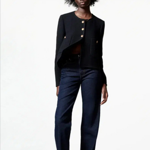 자라 메탈릭 버튼 트위드 자켓