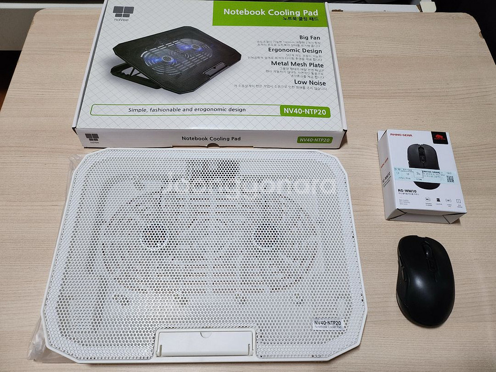 노트북 쿨러, 무선마우스 (5버튼), 노트북 파우치세트--0