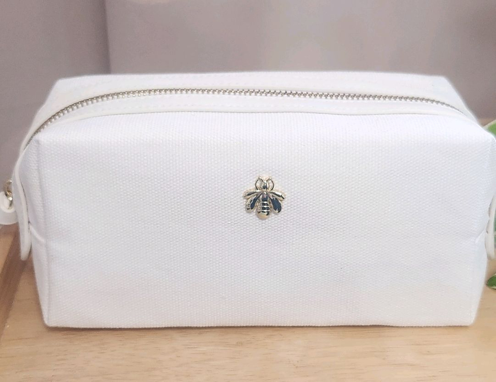 겔랑 아이보리 캔버스 사각 파우치--1