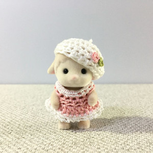 [실바니안 뜨개옷] 핑크 꽃 베레모 원피스 세트