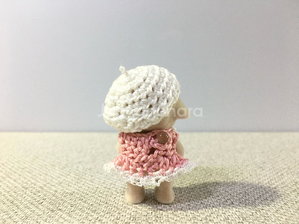 [실바니안 뜨개옷] 핑크 꽃 베레모 원피스 세트--1