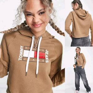 에눌))타미진 크롭 기모 후디 브라운 XS