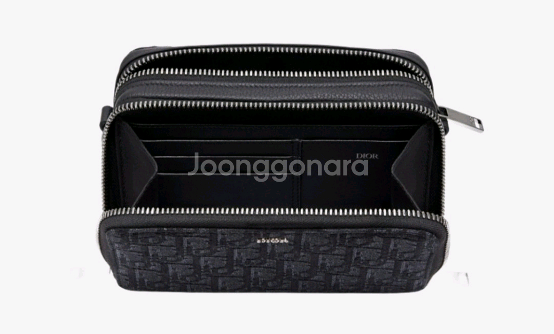 디올 숄더 스트랩 파우치 베이지 & 블랙 디올 오블리크--3