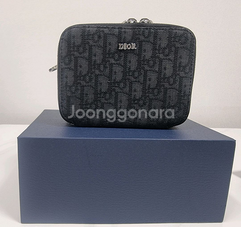 디올 숄더 스트랩 파우치 베이지 & 블랙 디올 오블리크--0