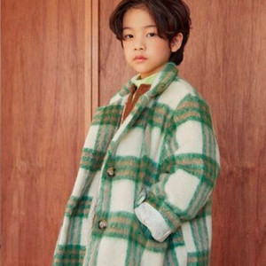 아동용 꽁꼬떼 울체크롱코트(m사이즈)